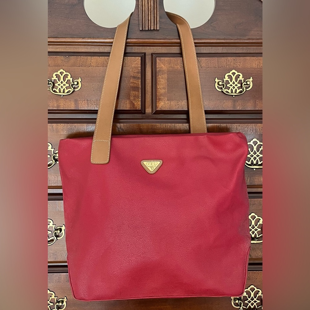 Jump for Boyt pebbled leather purse bag 17 x 13 x 4.5 map lining red vintage vtg